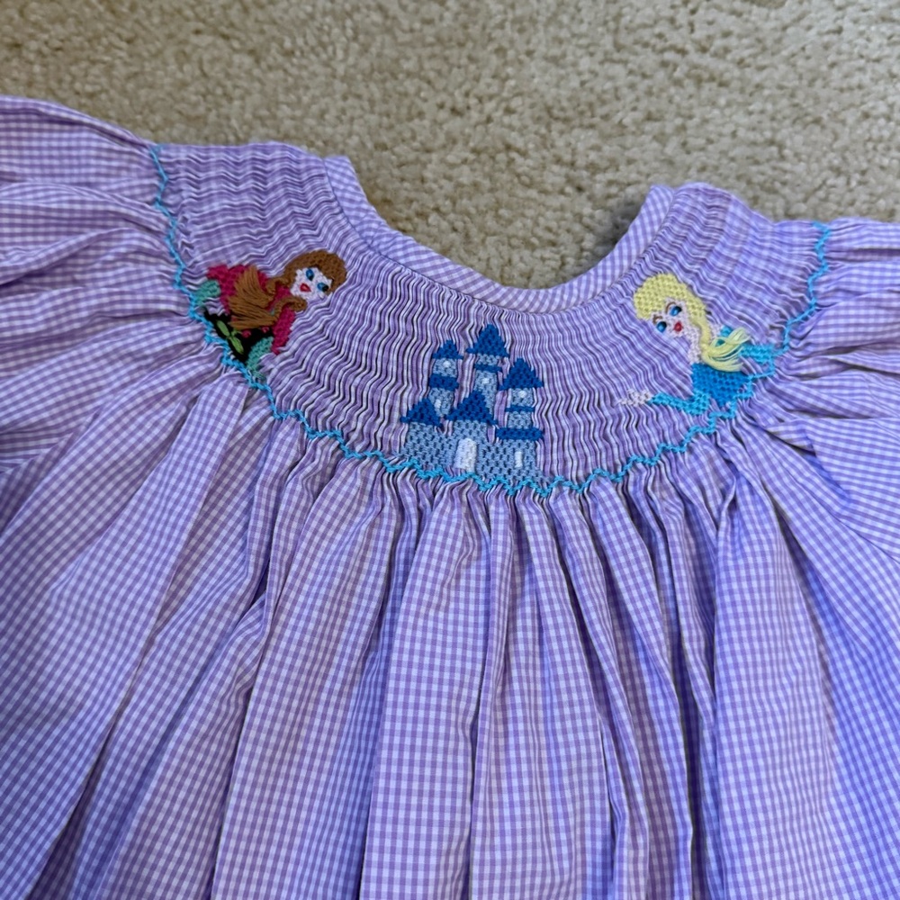 Classic Whimsy Frozen Smocked Gingham Dress - Picture 5 of 6